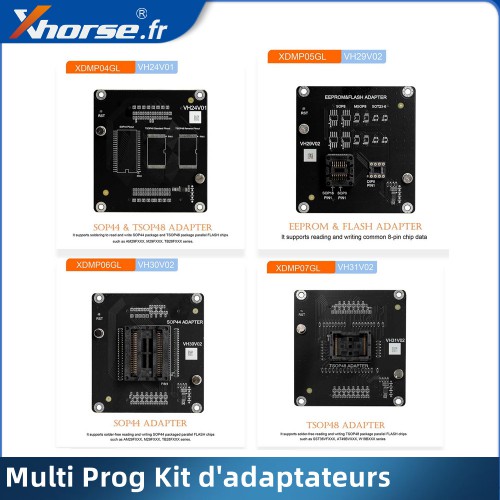 XHORSE Kit d'adaptateurs de deuxième génération XDMP04GL XDMP05GL XDMP06GL XDMP07GL Pour Multi Prog